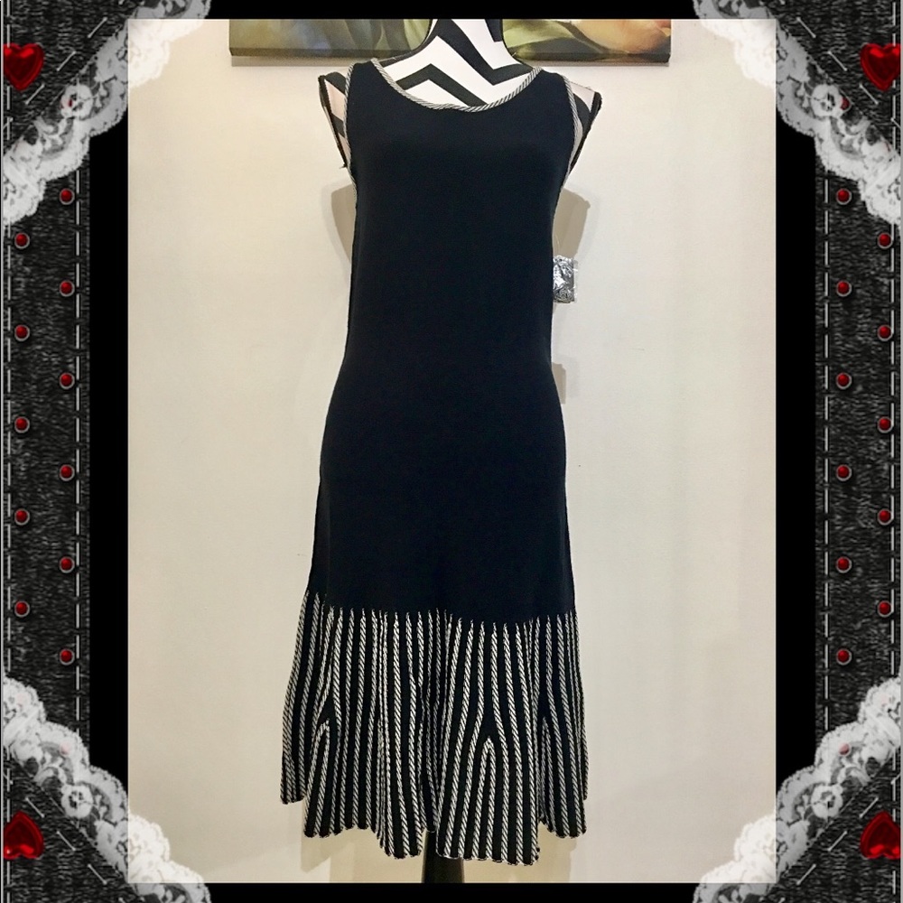 I.N.C Ruffles Stripe Black&White Knit Dress